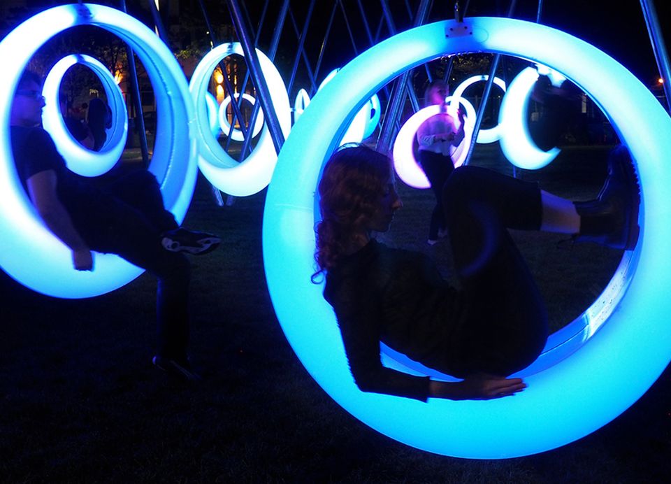 Swing Time Color Changing Illuminated Ring Shaped Swings In