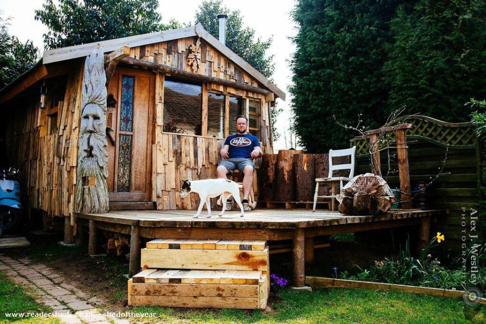 Luke Wesley Uses Recycled Pallets To Build Green Man Themed Shed