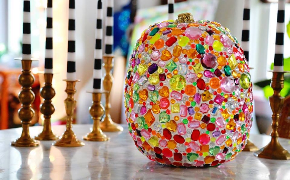 Diy Jeweled Pumpkin Gives Halloween Decor Glamorous Touch