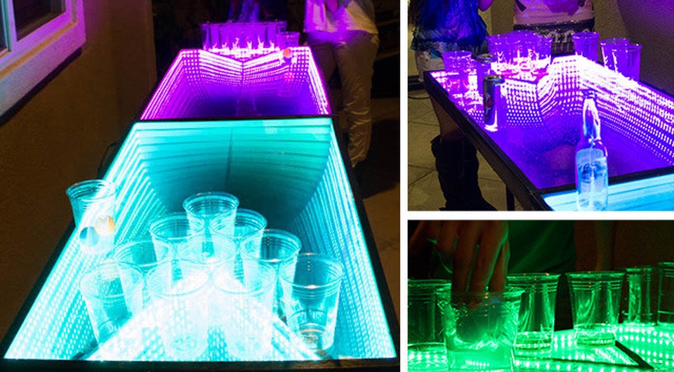 Infinity Glow Led Beer Pong Table Lights Up To Party Music