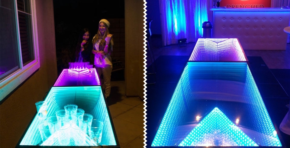 Infinity Glow Led Beer Pong Table Lights Up To Party Music