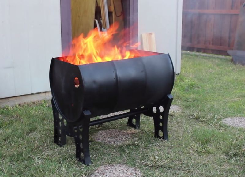 Diyer Upcycles Old Drum Into Functional Scrap Wood Burning Pit