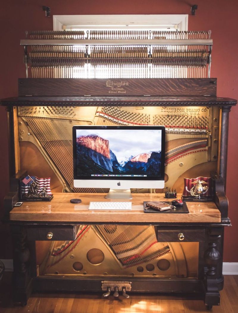 This Guy Repurposed Old Piano Into A Functional Desk