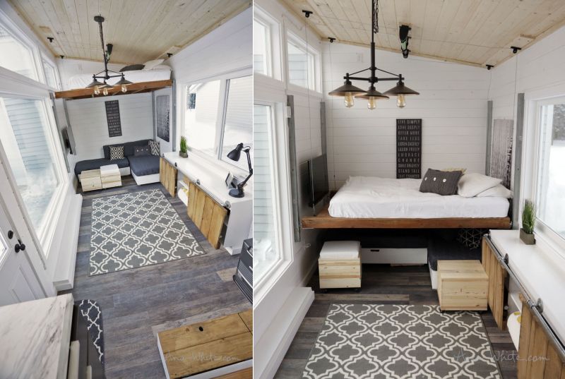 Ana White S Open Concept Tiny House Features Lounge That Turns Into