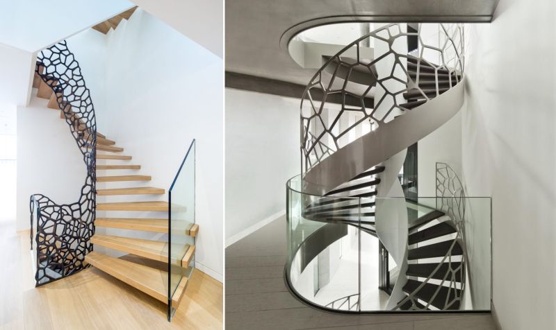 EeStairs Cells balustrades mimic the patterns of Voronoi diagrams