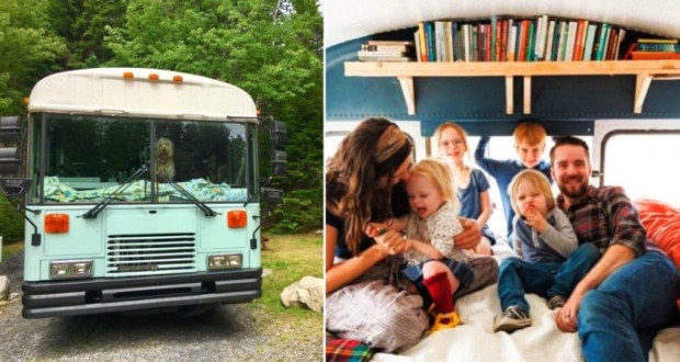 A Family of Six Travels Full-Time in Their Converted Bus Home