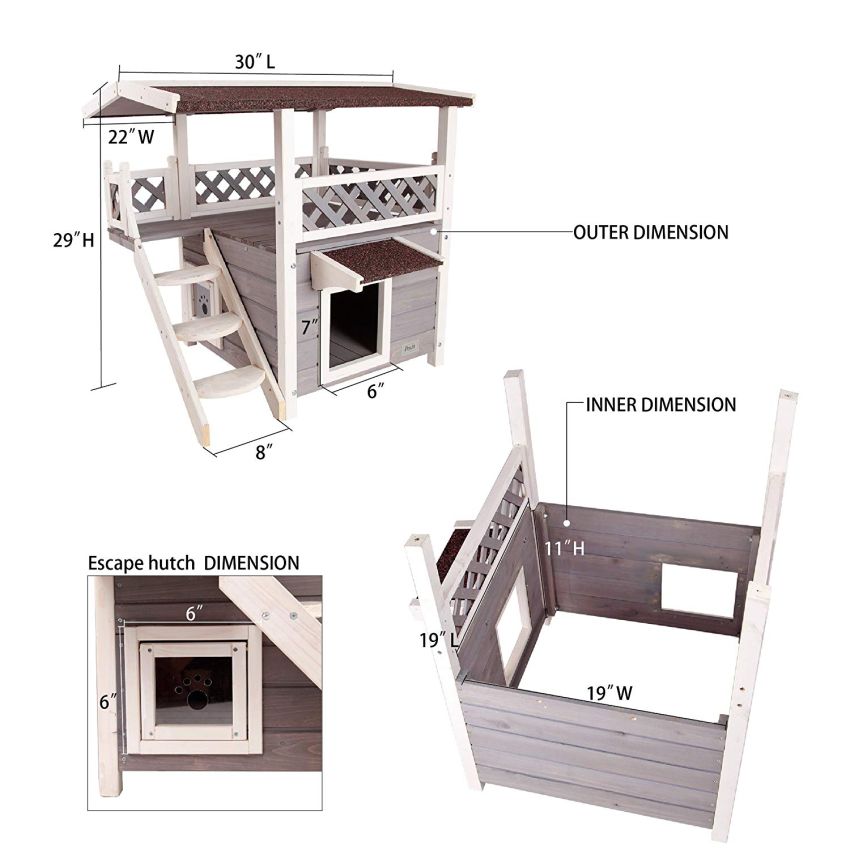 Petsfit Outdoor Cat House with Escape 