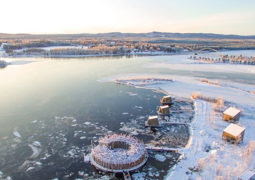 Floating Arctic Bath Hotel Spa In Sweden Is Open To Guests